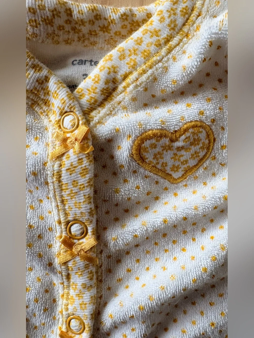 Carter's White and Yellow Dot Snap-Front Footed Romper